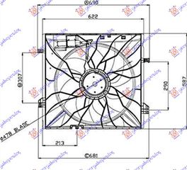 Βεντιλατέρ Ψυγείου Κομπλέ Βενζίνη - Πετρέλαιο (485 mm) (4pin) (600w) (0999060700)   για MERCEDES GLE (C292) COUPE 15-19