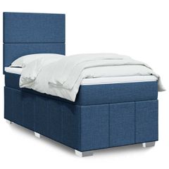 Κρεβάτι Boxspring με Στρώμα Μπλε 80x200 εκ. Υφασμάτινο