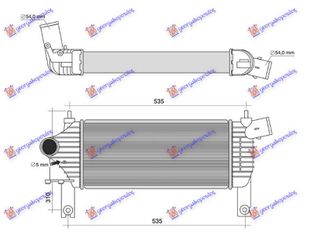 Ψυγείο Intercooler 2.5 - 3.0 Dci Πετρέλαιο (455x202) (144615X00A) για NISSAN P/U (D40) NAVARA 2WD-4WD 10-15
