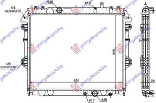 Ψυγείο Νερού 2.5 - 3.0 T.d. (Κλειστό Κυκλωμα) (525x650) (164000L250) για TOYOTA HI-LUX 2WD/4WD 09-12