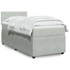Κρεβάτι Boxspring με Στρώμα Ανοιχτό Γκρι 100x200 εκ. Βελούδινο