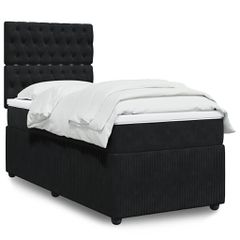 Κρεβάτι Boxspring με Στρώμα Μαύρο 100x200 εκ. Βελούδινο
