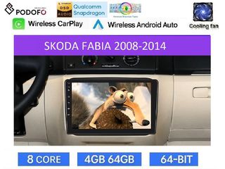 Skoda Fabia (2008-2014) Android Οθόνη 10.1" | Snapdragon 460 | 4GB RAM + 64GB ROM | Ασύρματο CarPlay & Android Auto GPS WiFi DSP FM/RDS