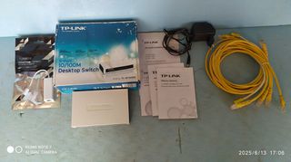 TP-LINK 5 PORT FAST ETHERNET LAN SWITCH,καλώδια δικτύου,adaptor,ολα μαζί 8 τεμ. στα 15€
