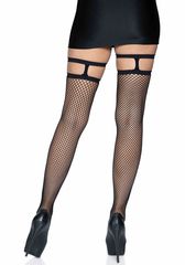 Fishnet Thigh Highs with Garter Top