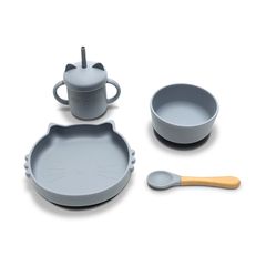 Σετ Φαγητού Σιλικόνης 4τμχ Natural Grey Lorelli