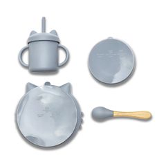 Σετ Φαγητού Σιλικόνης 4τμχ Natural Grey Lorelli-thumb-1