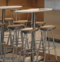 Σετ 1 Τραπεζι ψηλο(bar) & 2 Σκαμπώ ,μσρμαρο-inox