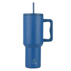 Estia 01-32234 Straw TumblerXL Save the Aegean Ανακυκλώσιμο Μπουκάλι Θερμός Ανοξείδωτο BPA Free 1.2lt Denim Blue με Καλαμάκι