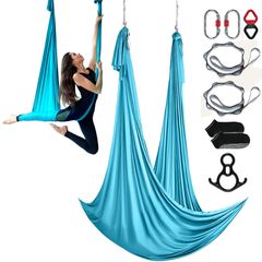 VEVOR Aerial Silk & Yoga Swing, 11 Yards, Aerial Yoga Hammock Kit με νάιλον ύφασμα 100gsm, Full Rigging Hardware & Easy Set-up Guide, Antigravity Flying for All Levels Fitness Bodybuilding, Blue