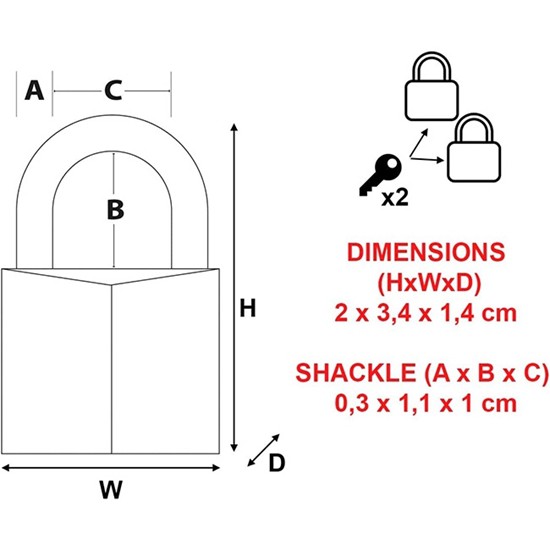 Λουκέτα Αλουμινίου 20mm Σετ 2 Τεμ Masterlock Locks Same Key