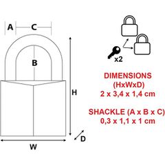 Λουκέτα Αλουμινίου 20mm Σετ 2 Τεμ Masterlock Locks Same Key