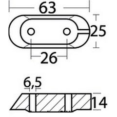 Ανόδιο Yamaha-Mariner 65W-45251-00 25Hp 4 STR Polipodio Italy