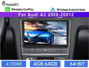 Audi A3 (2008-2012) Android Car Radio 9" 4+64GB Ασύρματο CarPlay & Aσύρματο Android Auto GPS WiFi DSP