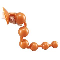 Overlength Liquid Silicone Round Beads Anal Plug Golden - S