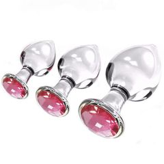 Diamond Glass Butt Plug Pink L-thumb-2