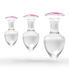 Diamond Glass Butt Plug Pink L