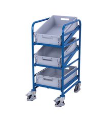 Variofit sw-610.102 Τρόλεϊ Μεταφοράς 3 Επιπέδων με Κουτιά & Επικλινή Ράφια για Φορτίο Βάρους ως 200kg