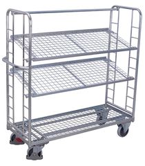 Variofit sw-540.226 Τρόλεϊ Μεταφοράς 3 Επιπέδων με Επικλινή Ράφια Γαλβανιζέ για Φορτίο Βάρους ως 250kg