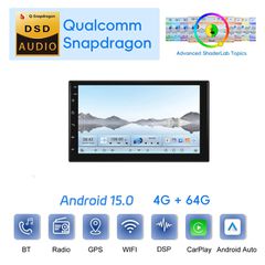 2Din Οθόνη 7" | 4GB RAM + 64GB ROM | Snapdragon 460 | Ασύρματο CarPlay & Android Auto GPS WiFi DSP FM/RDS