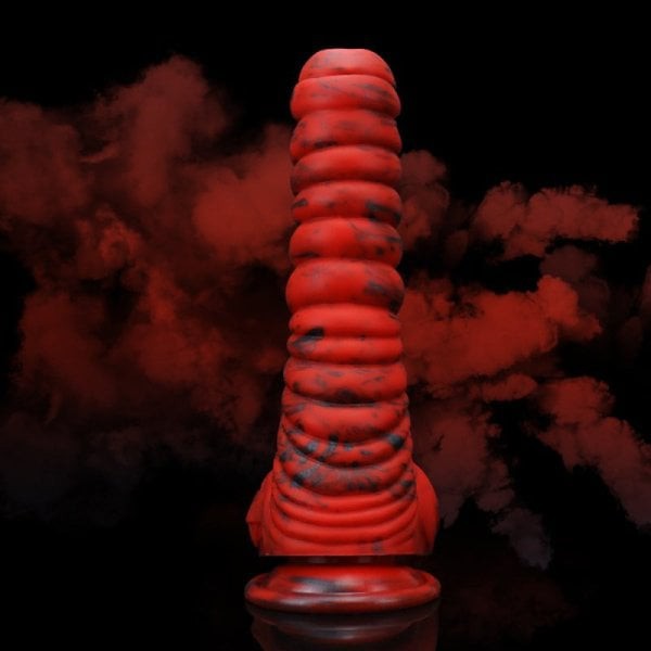 Thick Threaded Silicone Dildo – Lava Demon