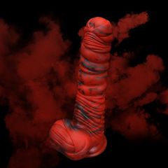Thick Threaded Silicone Dildo – Lava Demon-thumb-4