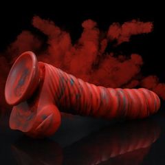 Thick Threaded Silicone Dildo – Lava Demon-thumb-2