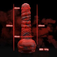 Thick Threaded Silicone Dildo – Lava Demon-thumb-1