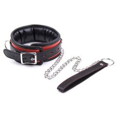 Black And Red Thick D Ring Neck Collar Black-Red