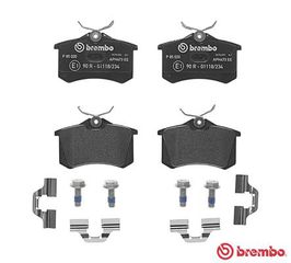 Σετ τακάκια πίσω BREMBO P 85 020. AUDI A1, A2, A3, A4, A6, TT, VW GOLF IV, VI, V, POLO. SEAT IBIZA 6L, 6J, LEON 1M, 1P, 5F. SKODA OCTAVIA, FABIA 5J, RAPID.