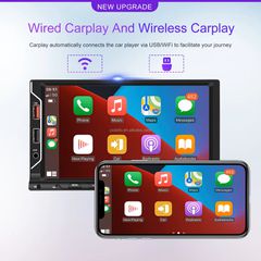2DIN MP5 Player 7" οθόνη αυτοκίνητο με ασύρματο CarPlay & Android Auto, BT 5.1, FM, USB, τηλεκοντρόλ-thumb-1