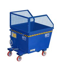 Butti 77B2200R Μεταλλικός Kάδος Ανατρεπόμενος και πλέγμα Αντοχής Βάρους ως 1000kg Χωρητικότητας 2200lt για Περονοφόρο