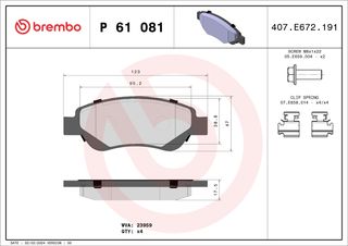 Σετ τακάκια εμπρός BREMBO P 61 081. Toyota Aygo 1.0 2005–2024. Citroën C1 1.0–1.2 2005–2024. Peugeot 107 1.0–1.4 2005–2024. Toyota 108 1.0–1.2 2014–2024. Fiat Panda 1.2 2003–2012-thumb-1