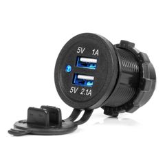 Amio - ΠΡΙΖΑ ΜΕ 2 ΘΥΡΕΣ USB ΚΑΙ ΚΑΠΑΚΙ ΜΑΥΡΗ 12/24V 3.1A ΑΔΙΑΒΡΟΧΗ ΜΕ ΜΠΛΕ LED ΦΩΣ ΕΝΔΕΙΞΗΣ - 1 ΤΕΜ. (04216/AM)