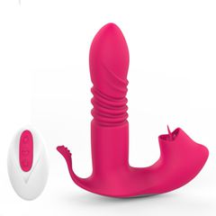 Multifunctional On Dildo – Licking Thrusting Motion Remote Control Red-thumb-1
