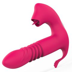 Multifunctional On Dildo – Licking Thrusting Motion Remote Control Red