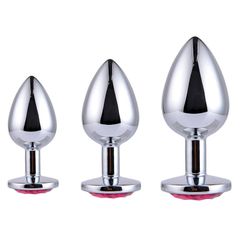 Stainless Steel Butt Plug Plug Silver Diamond Red S-thumb-3