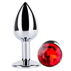 Stainless Steel Butt Plug Plug Silver Diamond Red S-thumb-2