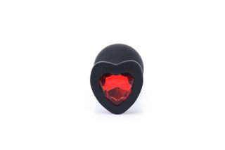 Heart Diamond Silicone Butt Plug Black Diamond Red S-thumb-1
