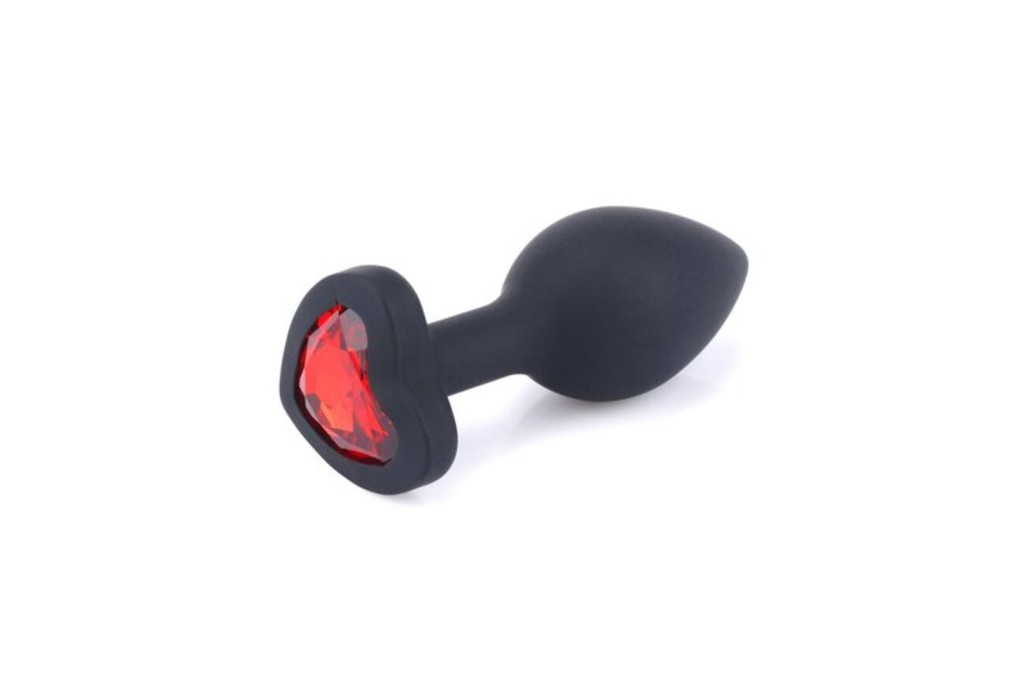 Heart Diamond Silicone Butt Plug Black Diamond Red S