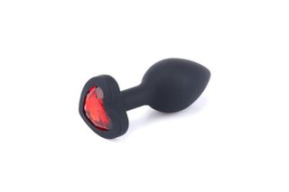 Heart Diamond Silicone Butt Plug Black Diamond Red S