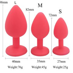 Pink Silicone Butt Plug with Clear Diamond Base S