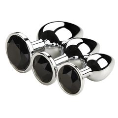 Stainless Steel Butt Plug Plug Silver Diamond Black S-thumb-4