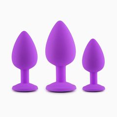 Purple Silicone Butt Plug with Clear Diamond Base S-thumb-2