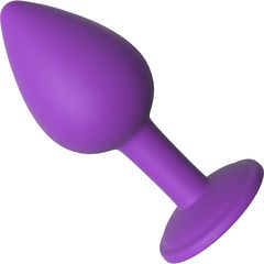 Purple Silicone Butt Plug with Clear Diamond Base S
