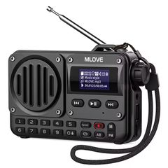 MLOVE BV800 Επαναφορτιζόμενο φορητό ραδιόφωνο FM, LCD Bluetooth Speaker, Antenna, AUX Input, USB Disk, TF Card, MP3 Player