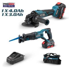 ΣΠΑΘΟΣΕΓΑ 20V 115MM+ΓΩΝΙΑΚΟΣ Φ125 20V+2 ΜΠΑΤΑΡΙΕΣ 3Ah, 4Αh+ΤΣΑΝΤΑ ΣΕΤ - BBP9020
