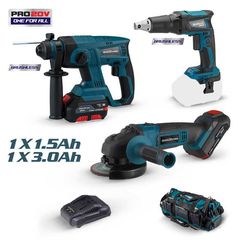 ΠΝΕΥΜΑΤΙΚΟ ΣΚΑΠΤΙΚΟ BRUSHLESS 20V+ΚΑΤΣΑΒΙΔΙ BRUSHLESS 20V+ΓΩΝΙΑΚΟΣ 20V+1 ΜΠΑΤΑΡΙΑ 1.5ΑΗ+1 ΜΠΑΤΑΡΙΑ - BBP9040