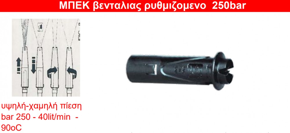 Μπεκ βεντάλιας ρυθμιζόμενο 250bar Μπεζ