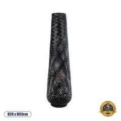 Φωτιστικό MAMIZU Boho επιδαπέδιο 1xE27 με διάσταση Φ28xΥ93cm μαύρο ξύλινο μπαμπού με πλέγμα